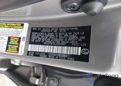 2020 Lexus Es 350 z USA, uszkodzony, nr VIN 58ADZ1B13LU054882